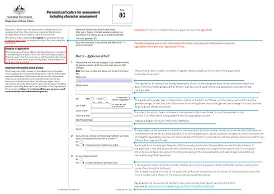 Form 80 Sample with Instructions
